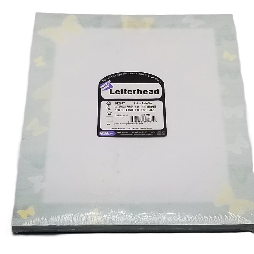 Great Papers Radiant Butterflies Letterhead 100 Sheets Pastel NEW